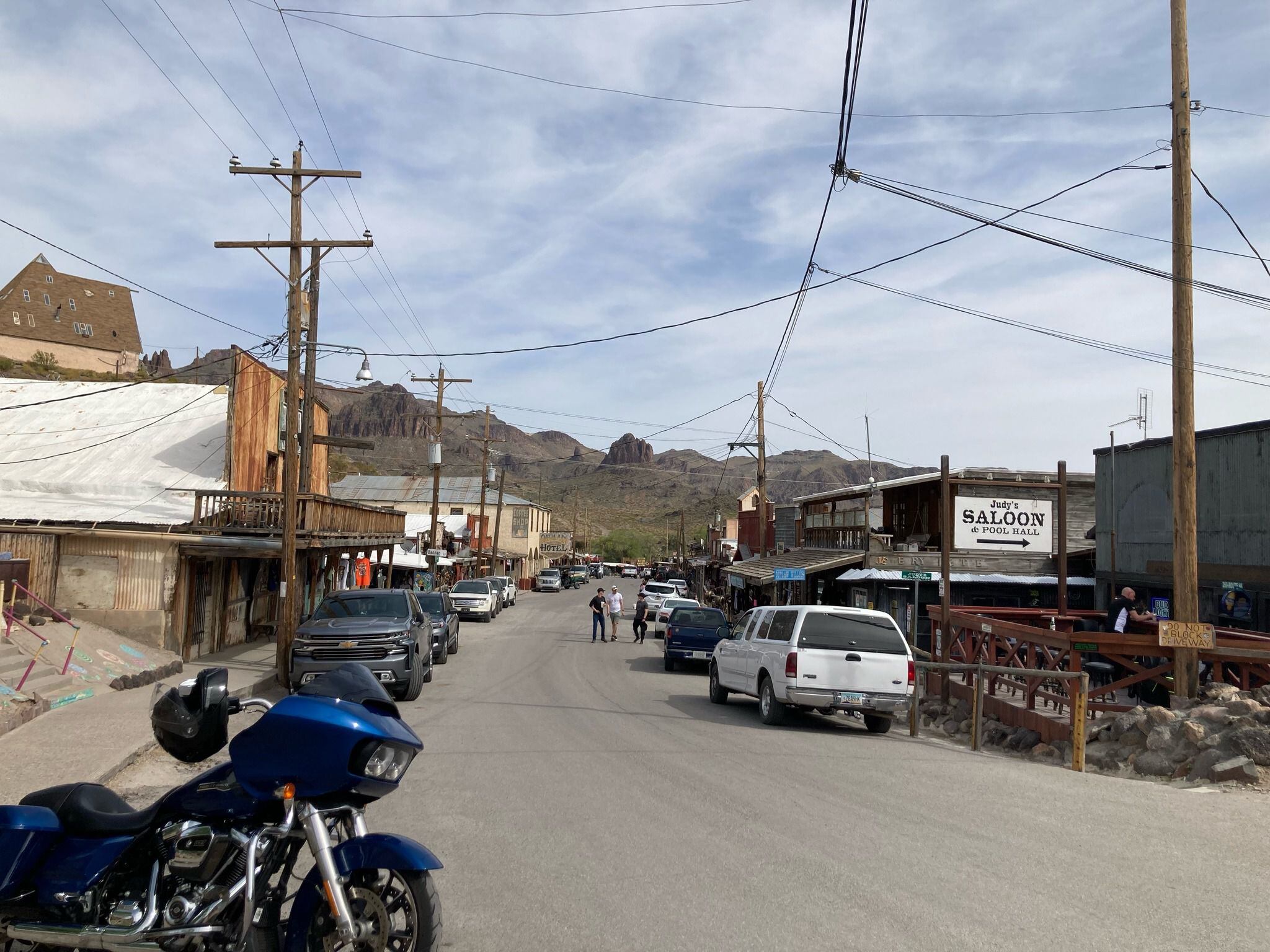 A view of historic downtown Oatman, Az  - a small mining camp that was put on the map when two prospectors struck a $10 million gold find in 1915.